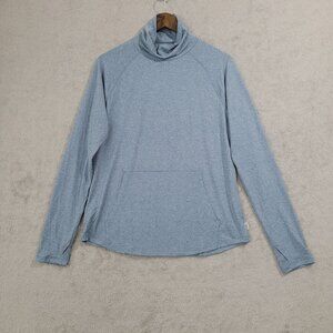 NWOT Eddie Bauer Womens M Blue Funnel Neck Pullover Top Long Sleeves Kangaro